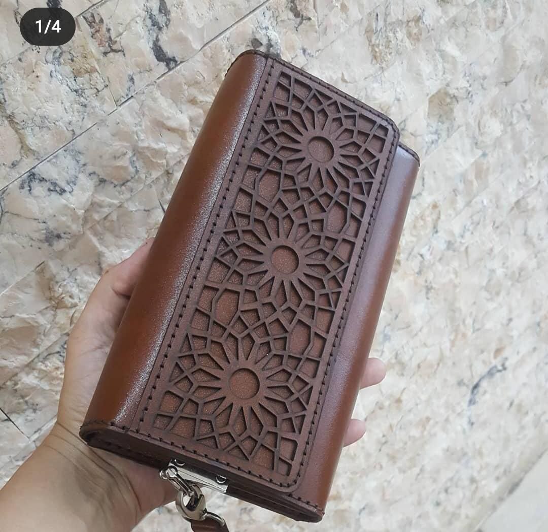  کیف دستی زنانه چرم طبیعی مدل اسلیمی 403 